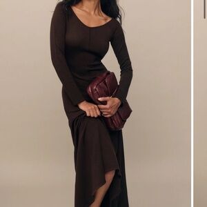 Reformation Livia Regenerative Merino Sweater Dress Brown - Size S